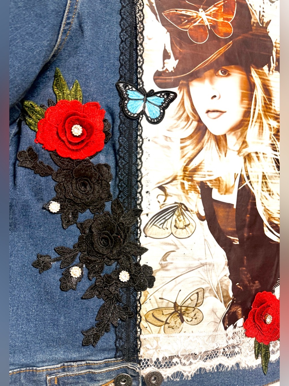 Embellished Stevie Nicks Denim Jacket - Picture 5 of 12